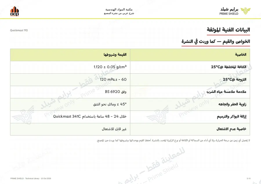 الصفحة 3 من 10 — Quickmast 110 — الشرح العربي