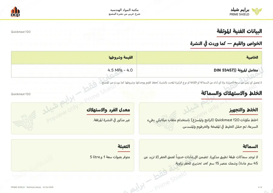 الصفحة 4 من 11 — Quickmast 120 — الشرح العربي
