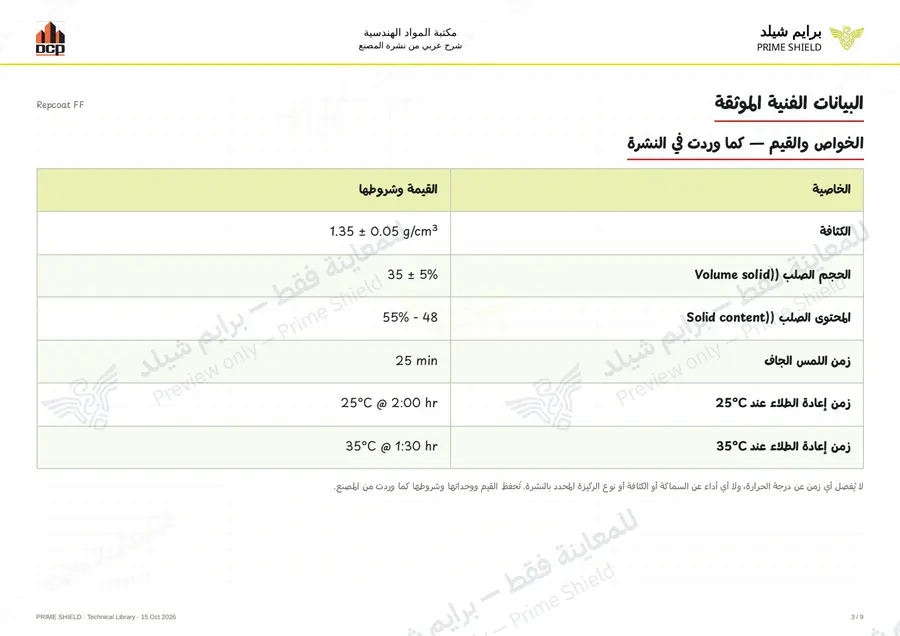 الصفحة 3 من 11 — Repcoat FF — الشرح العربي