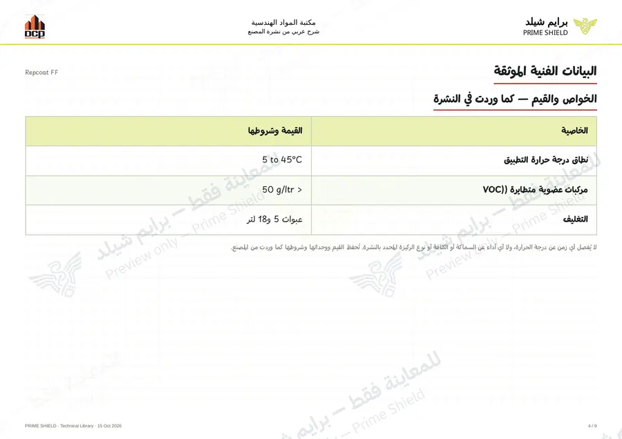 الصفحة 4 من 11 — Repcoat FF — الشرح العربي