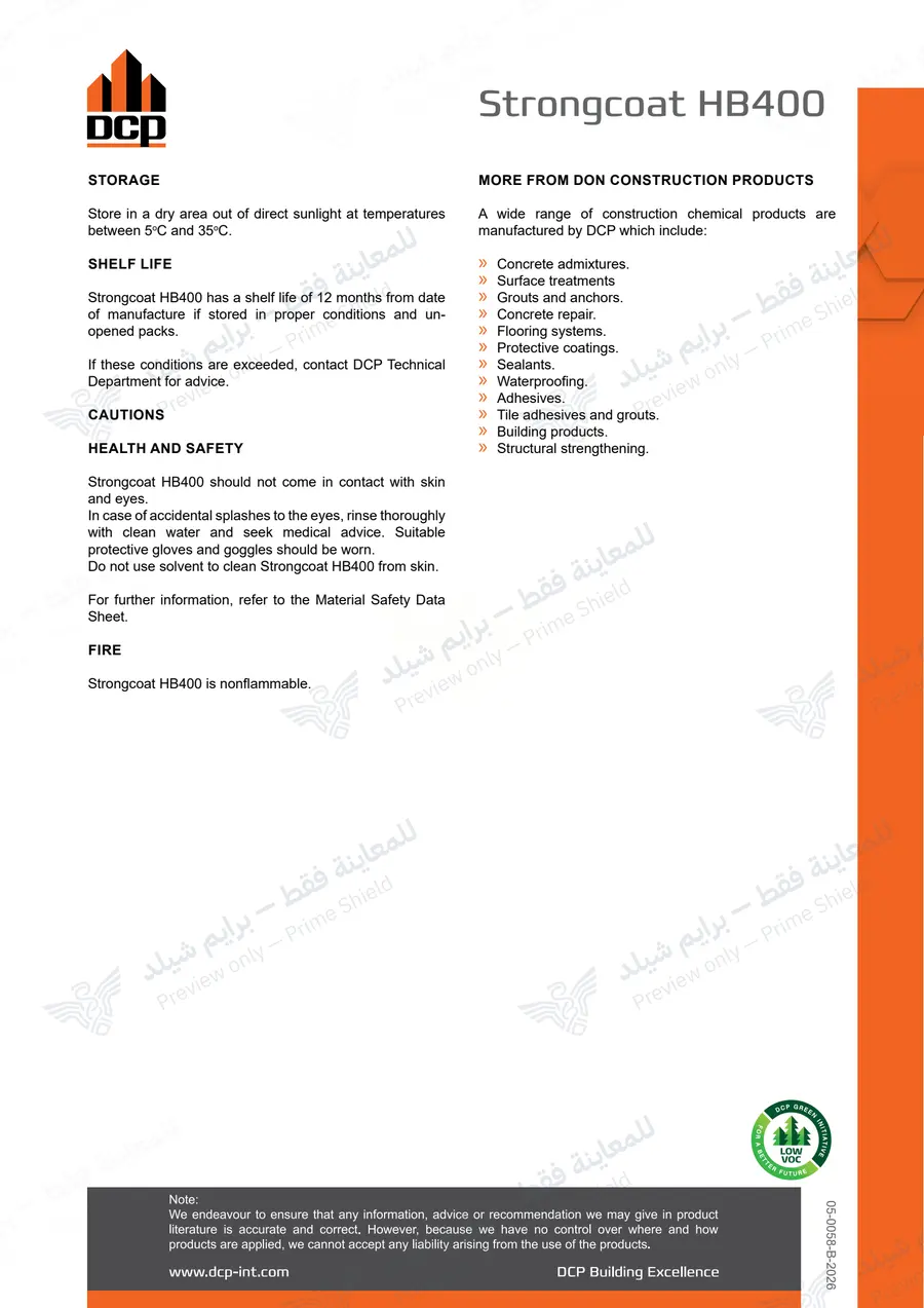 Page 13 of 13 — Strongcoat HB400 — Official sheet (EN)