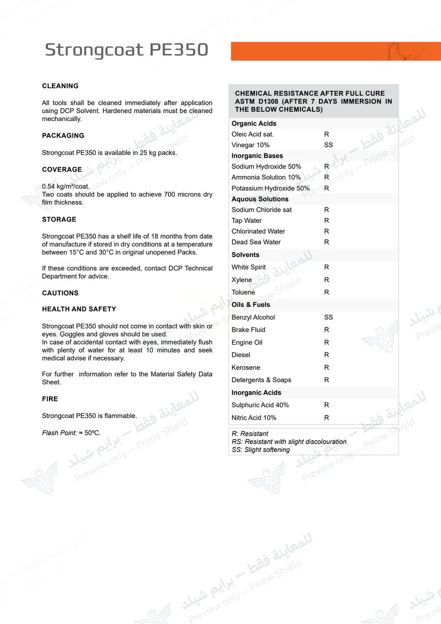 Page 11 of 13 — Strongcoat PE350 — Official sheet (EN)
