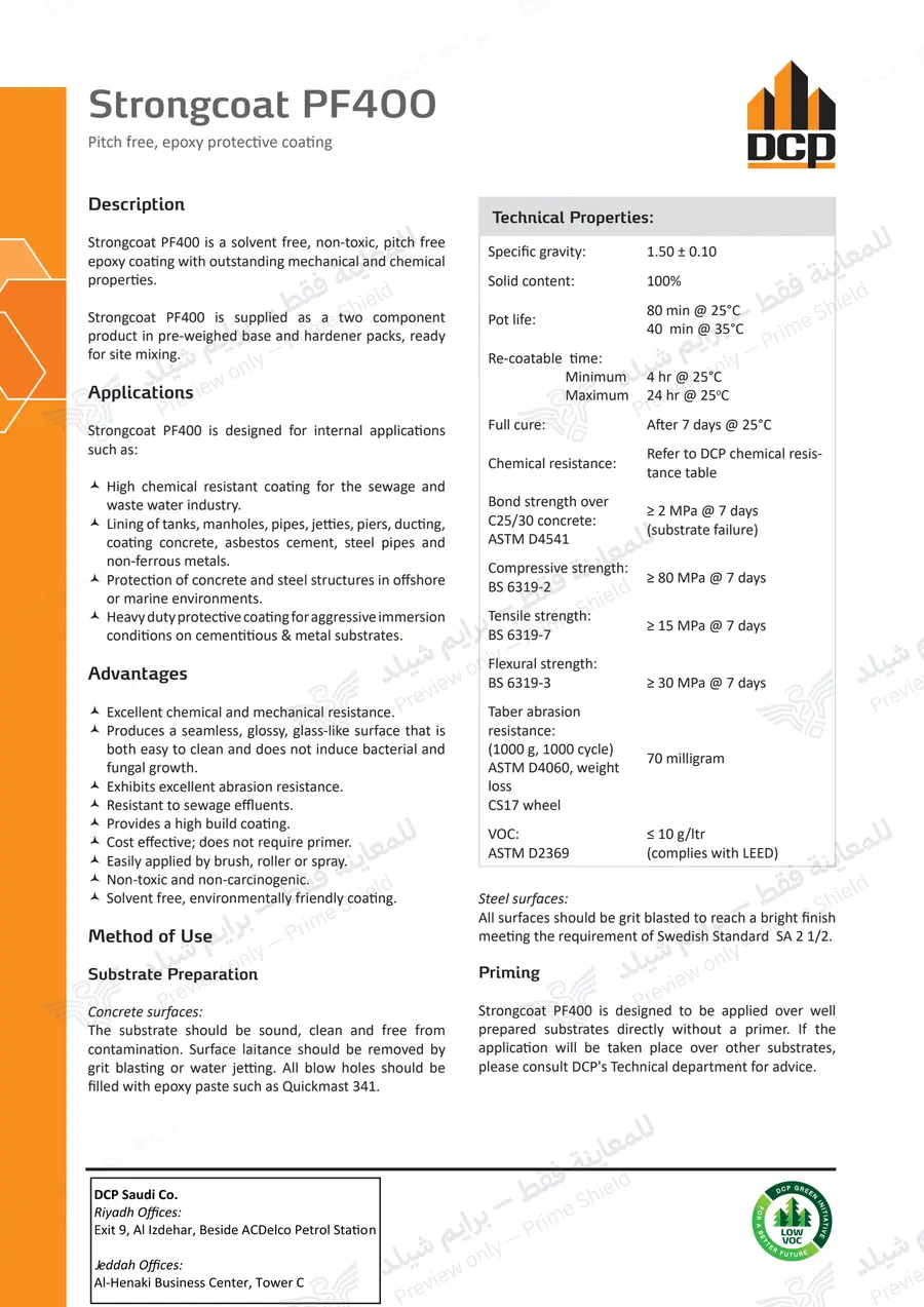 الصفحة 9 من 12 — Strongcoat PF400 — النشرة الرسمية (EN)