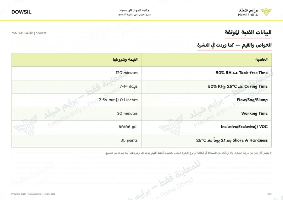 الصفحة 3 من 14 — 756 SMS Building Sealant — الشرح العربي