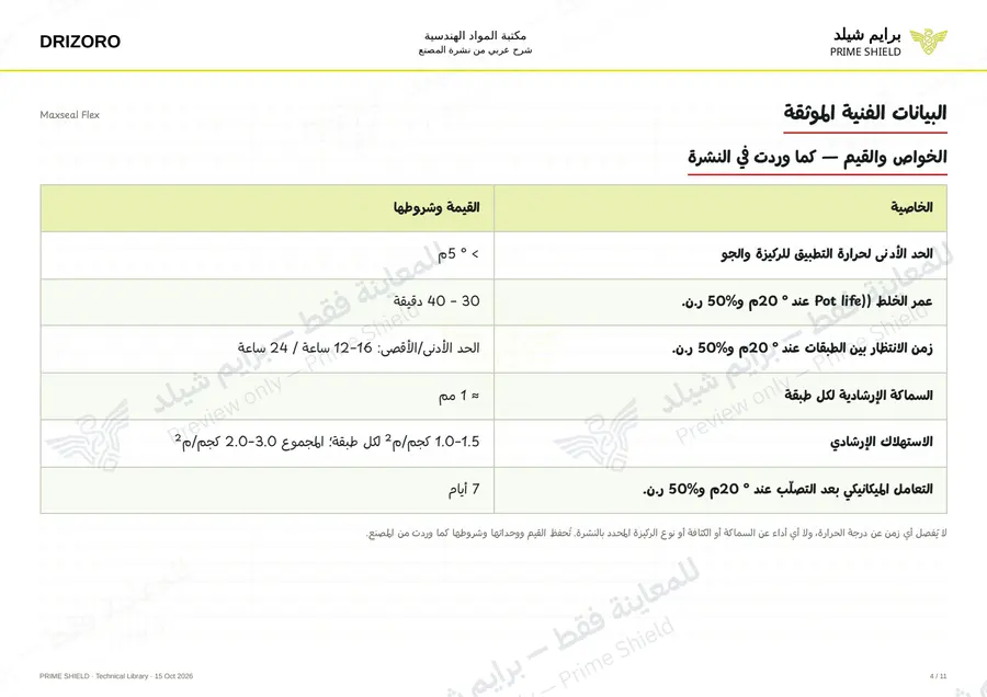 الصفحة 4 من 15 — Maxseal Flex — الشرح العربي