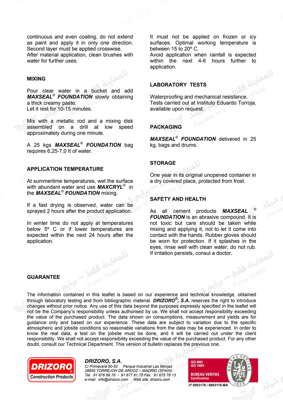 Page 10 of 10 — Maxseal Foundation — Official sheet (EN)