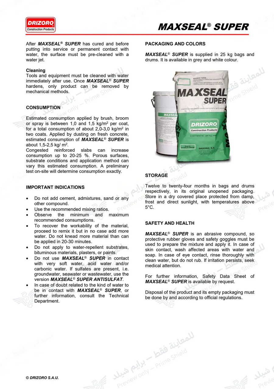 Page 17 of 18 — Maxseal Super — Official sheet (EN)