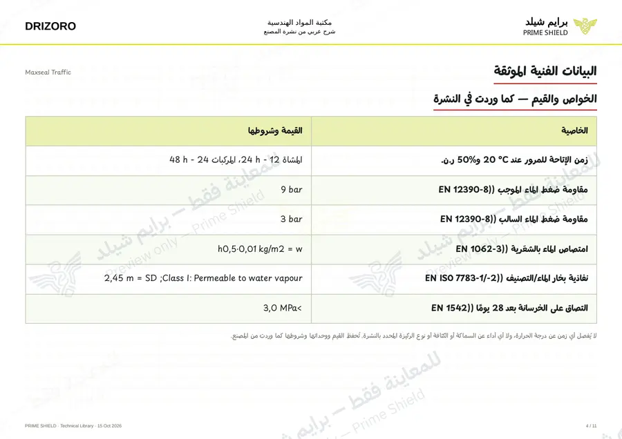 الصفحة 4 من 19 — Maxseal Traffic — الشرح العربي