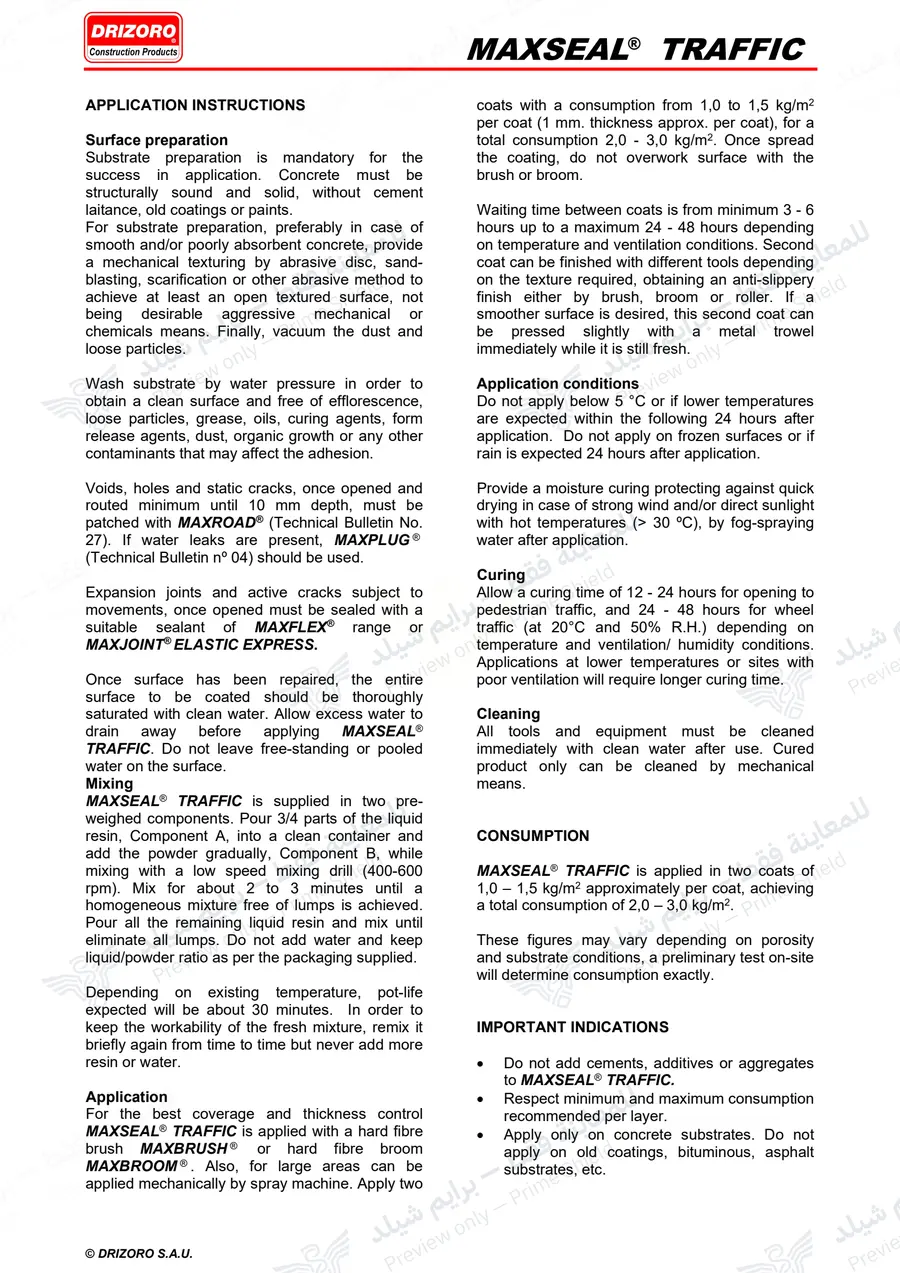 الصفحة 17 من 19 — Maxseal Traffic — النشرة الرسمية (EN)