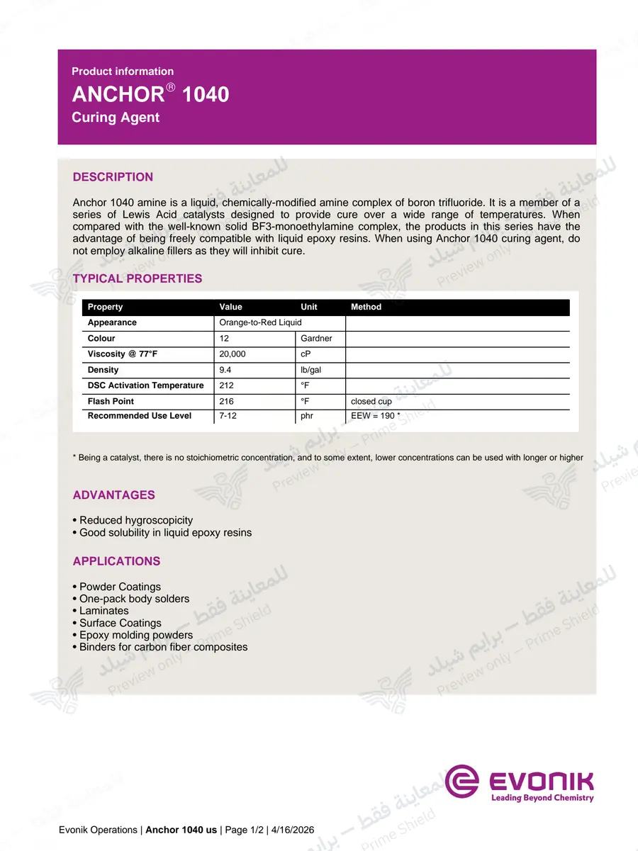 Page 9 of 10 — Anchor 1040 — Official sheet (EN)