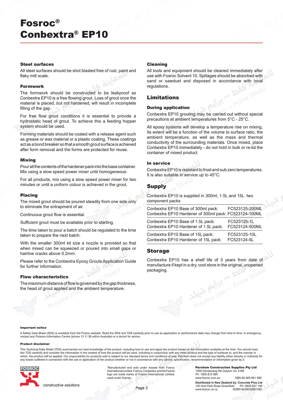 Page 11 of 11 — Conbextra EP10 — Official sheet (EN)