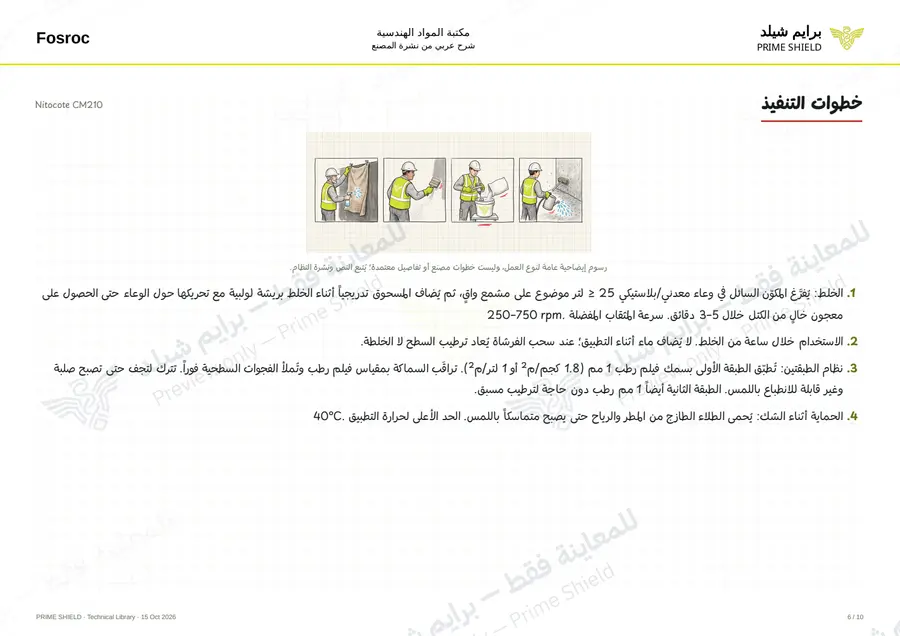Page 6 of 14 — Nitocote CM210 — Arabic explanation