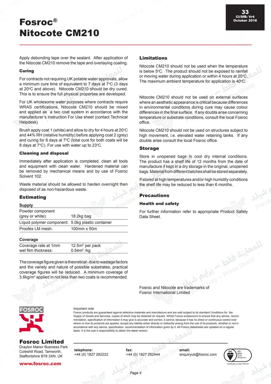 Page 14 of 14 — Nitocote CM210 — Official sheet (EN)