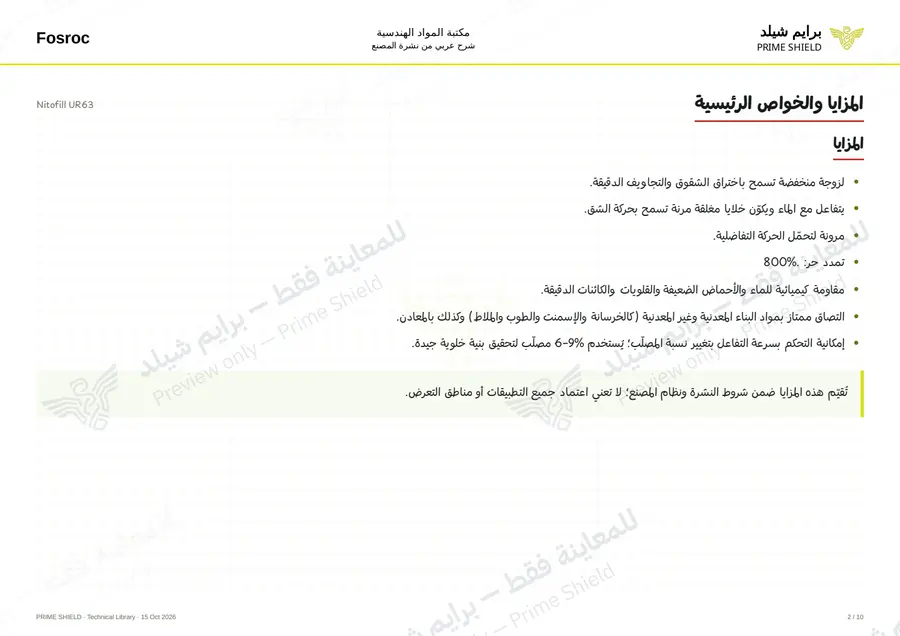 الصفحة 2 من 12 — Nitofill UR63 — الشرح العربي