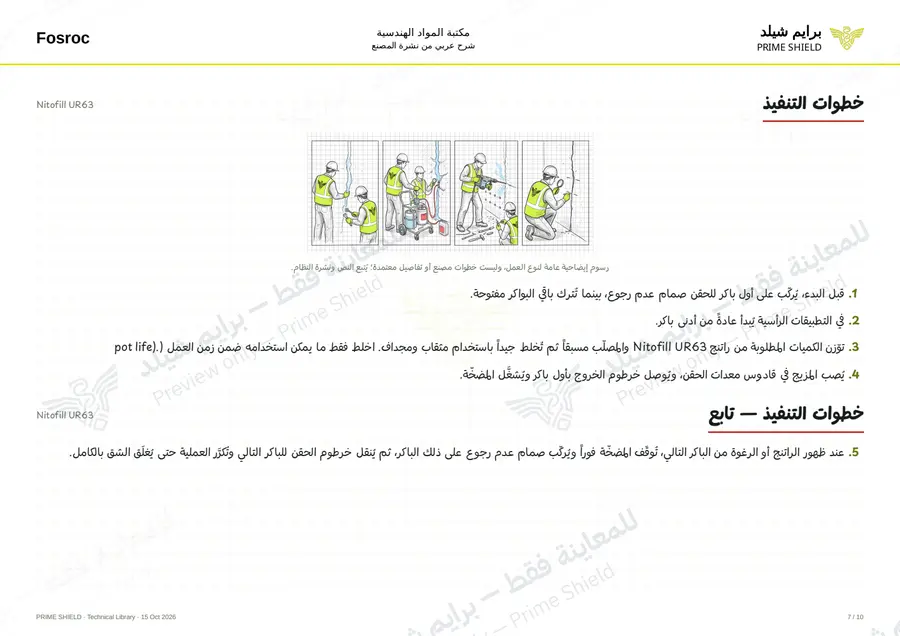 الصفحة 7 من 12 — Nitofill UR63 — الشرح العربي