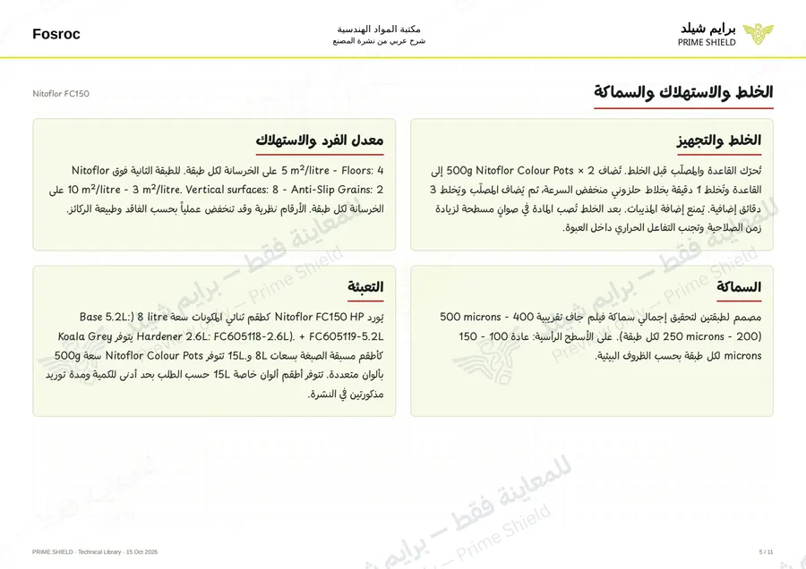 Page 5 of 15 — Nitoflor FC150 — Arabic explanation