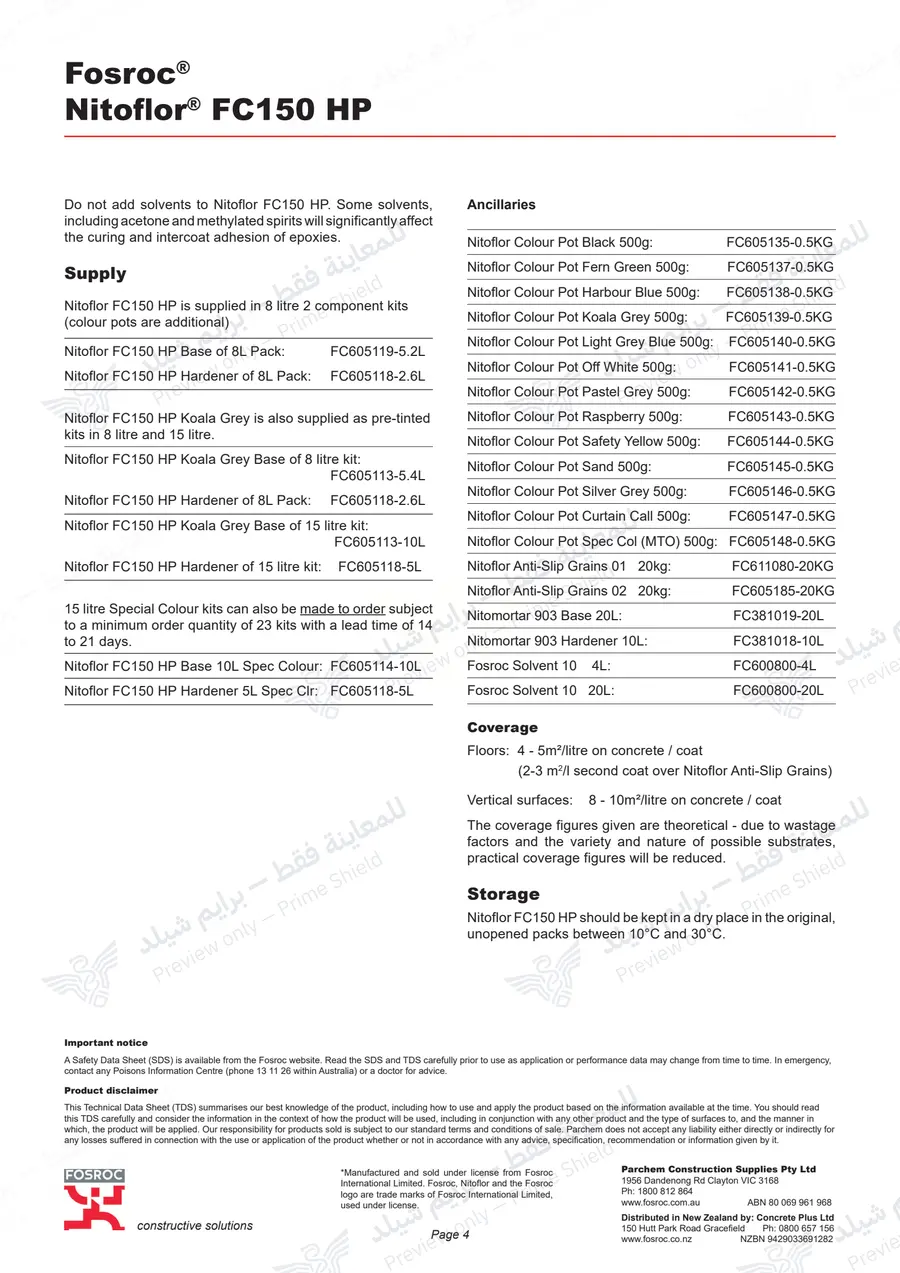 Page 15 of 15 — Nitoflor FC150 — Official sheet (EN)
