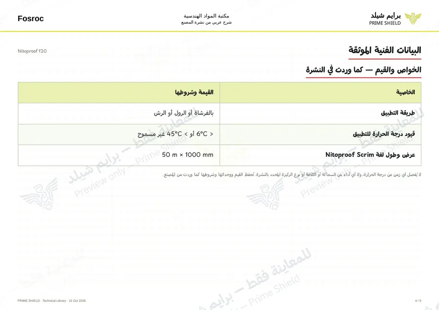 الصفحة 4 من 11 — Nitoproof 120 — الشرح العربي
