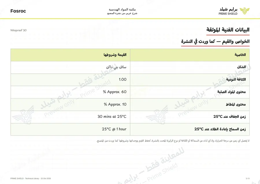 الصفحة 3 من 11 — Nitoproof 30 — الشرح العربي