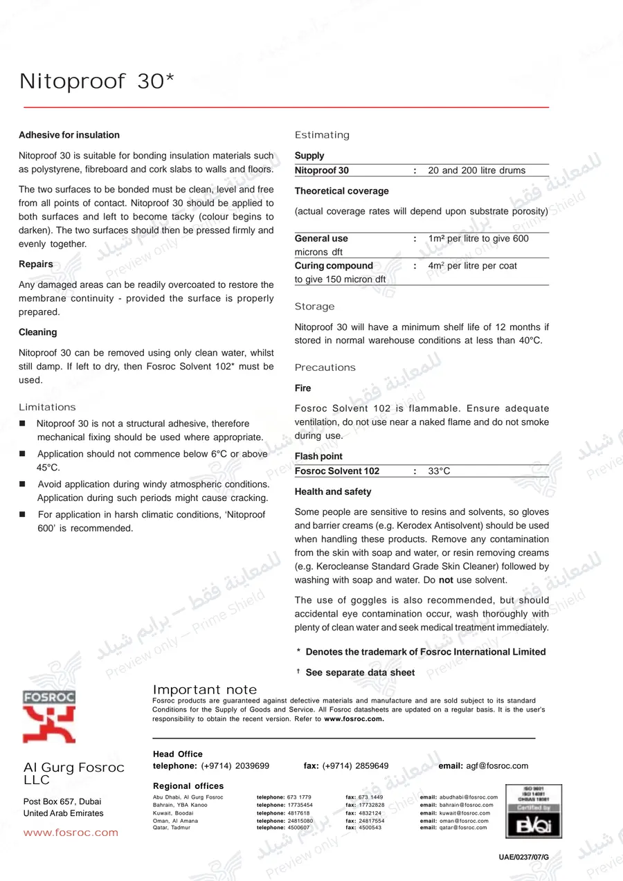 الصفحة 11 من 11 — Nitoproof 30 — النشرة الرسمية (EN)