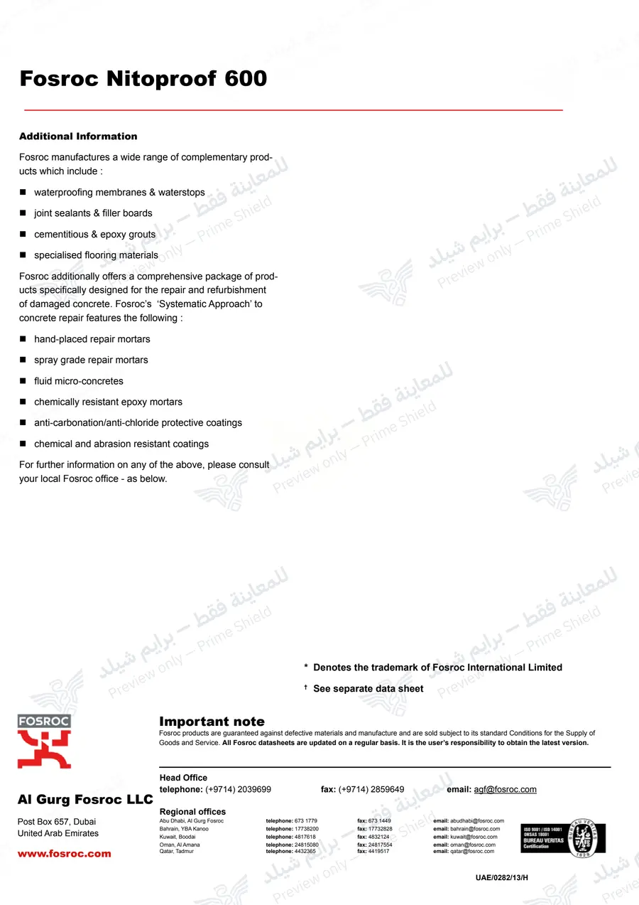 الصفحة 13 من 13 — Nitoproof 600 — النشرة الرسمية (EN)
