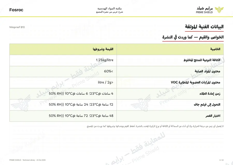 الصفحة 3 من 13 — Nitoproof 810 — الشرح العربي