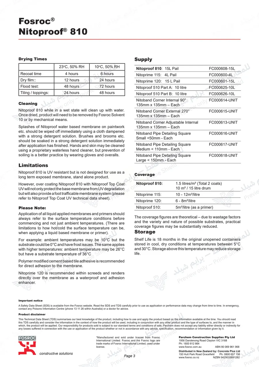 الصفحة 13 من 13 — Nitoproof 810 — النشرة الرسمية (EN)
