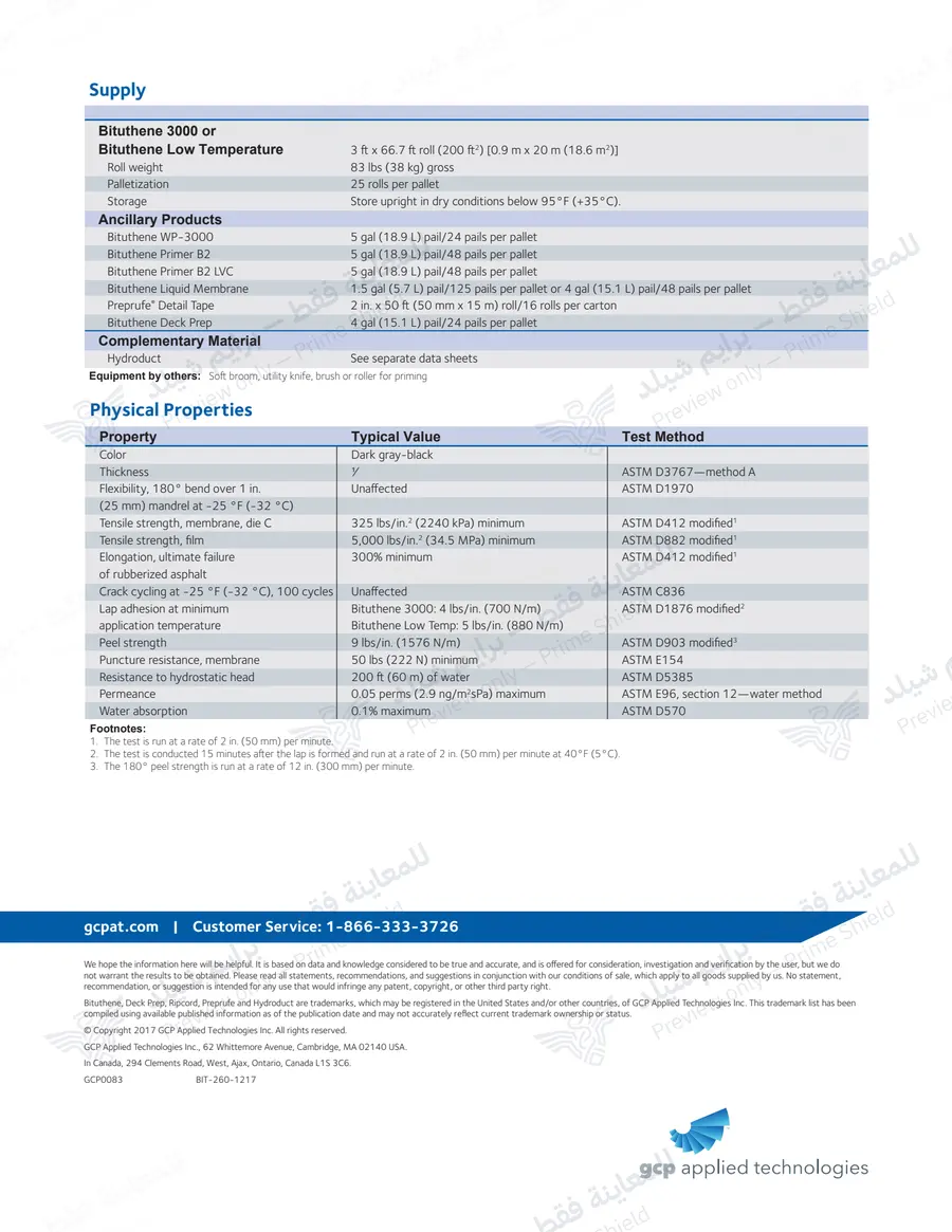 Page 14 of 14 — Bituthene 3000 — Official sheet (EN)