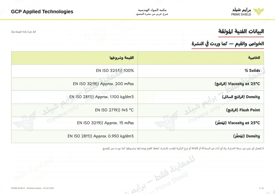Page 4 of 18 — De Neef HA Cut AF — Arabic explanation