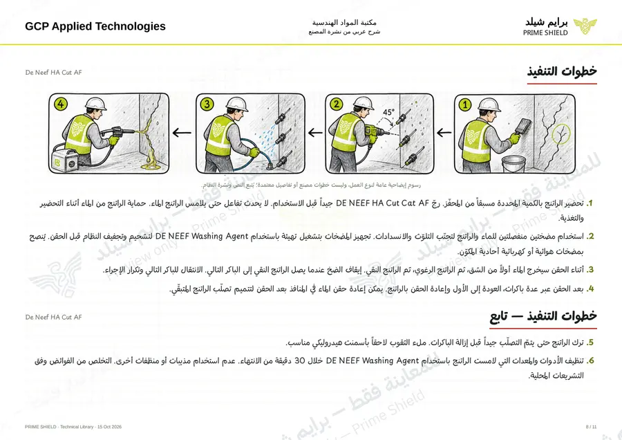 Page 8 of 18 — De Neef HA Cut AF — Arabic explanation