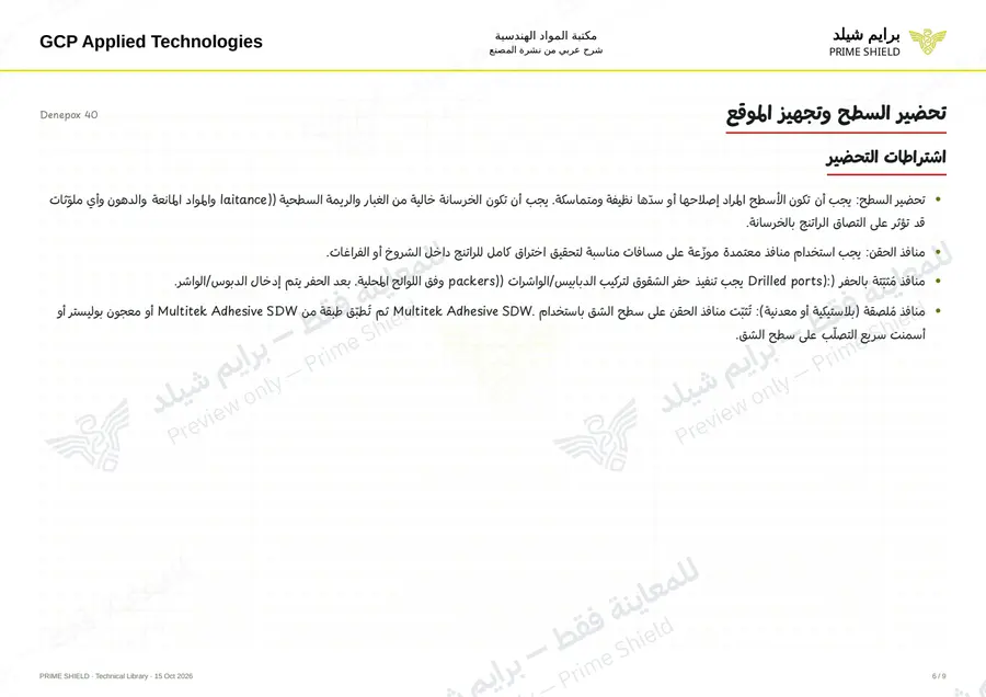 Page 6 of 12 — Denepox 40 — Arabic explanation