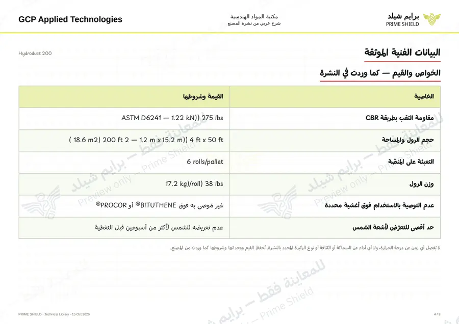 الصفحة 4 من 13 — Hydroduct 200 — الشرح العربي