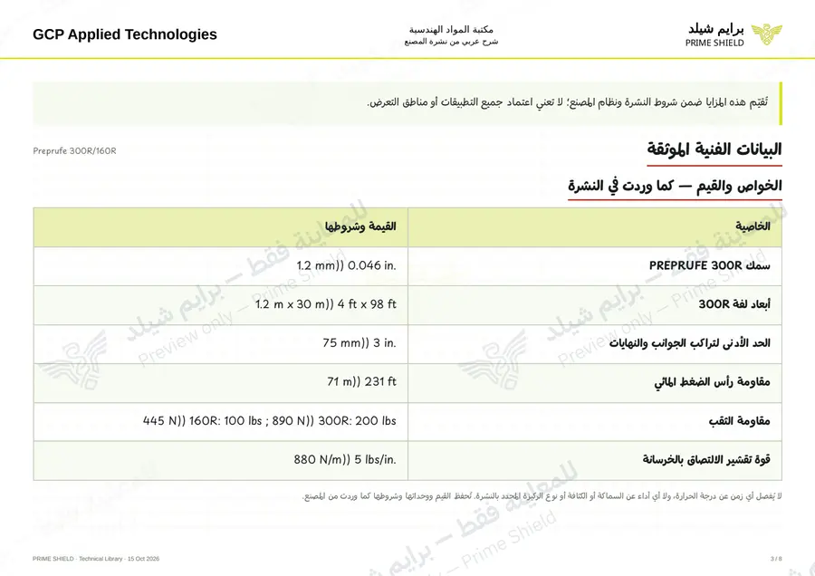 الصفحة 3 من 16 — Preprufe 300R/160R — الشرح العربي