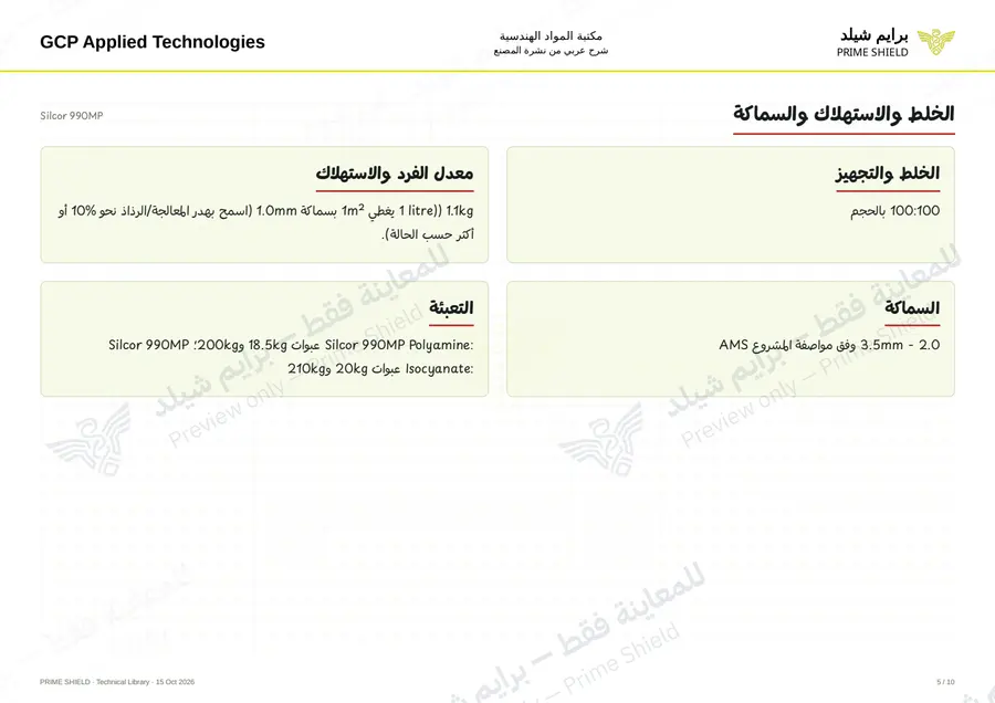 الصفحة 5 من 17 — Silcor 990MP — الشرح العربي