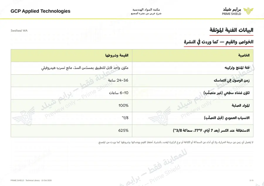 الصفحة 3 من 11 — Swellseal WA — الشرح العربي