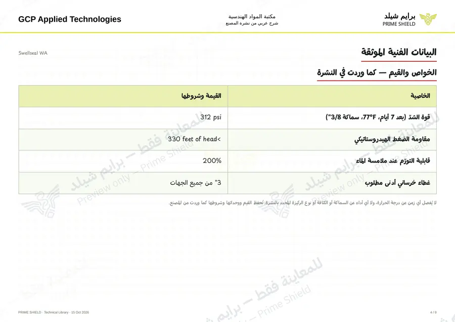 الصفحة 4 من 11 — Swellseal WA — الشرح العربي