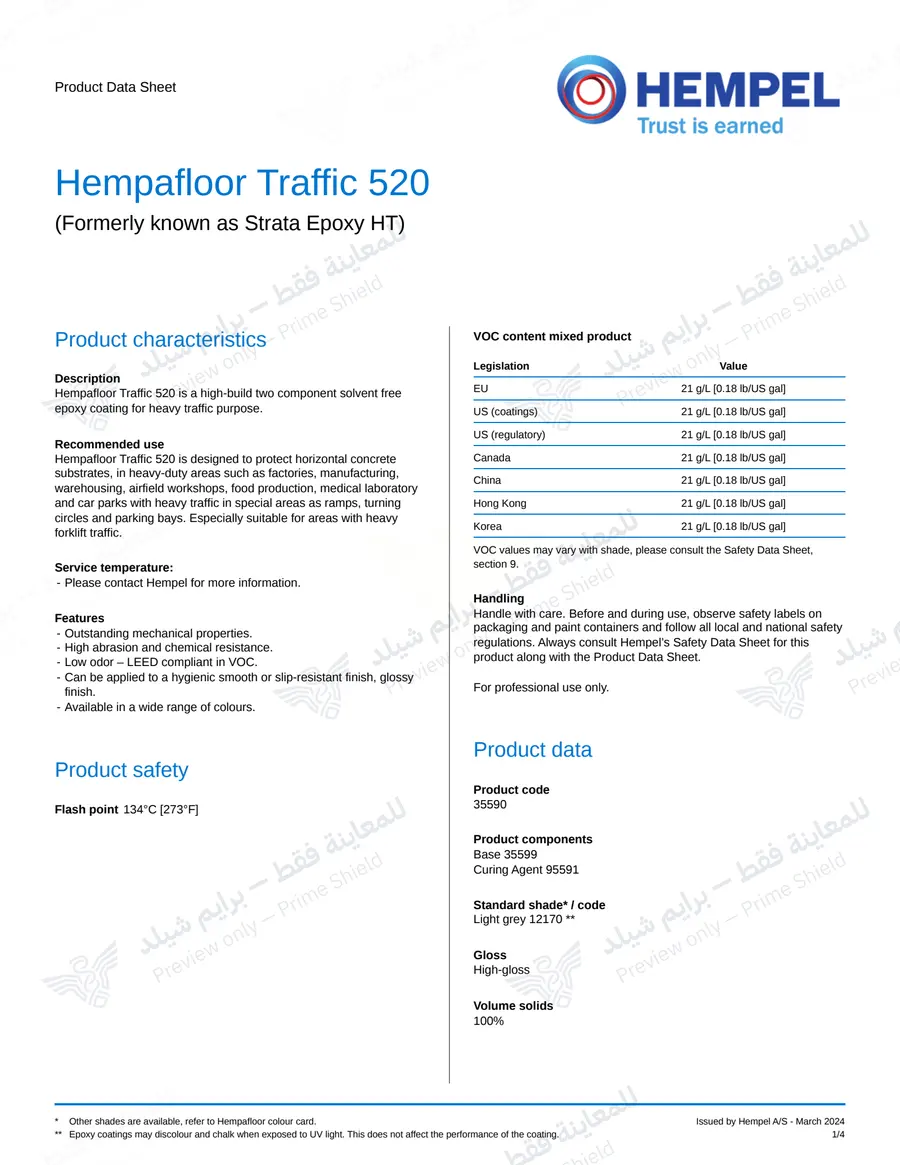 Page 11 of 14 — Hempafloor Traffic 520 — Official sheet (EN)