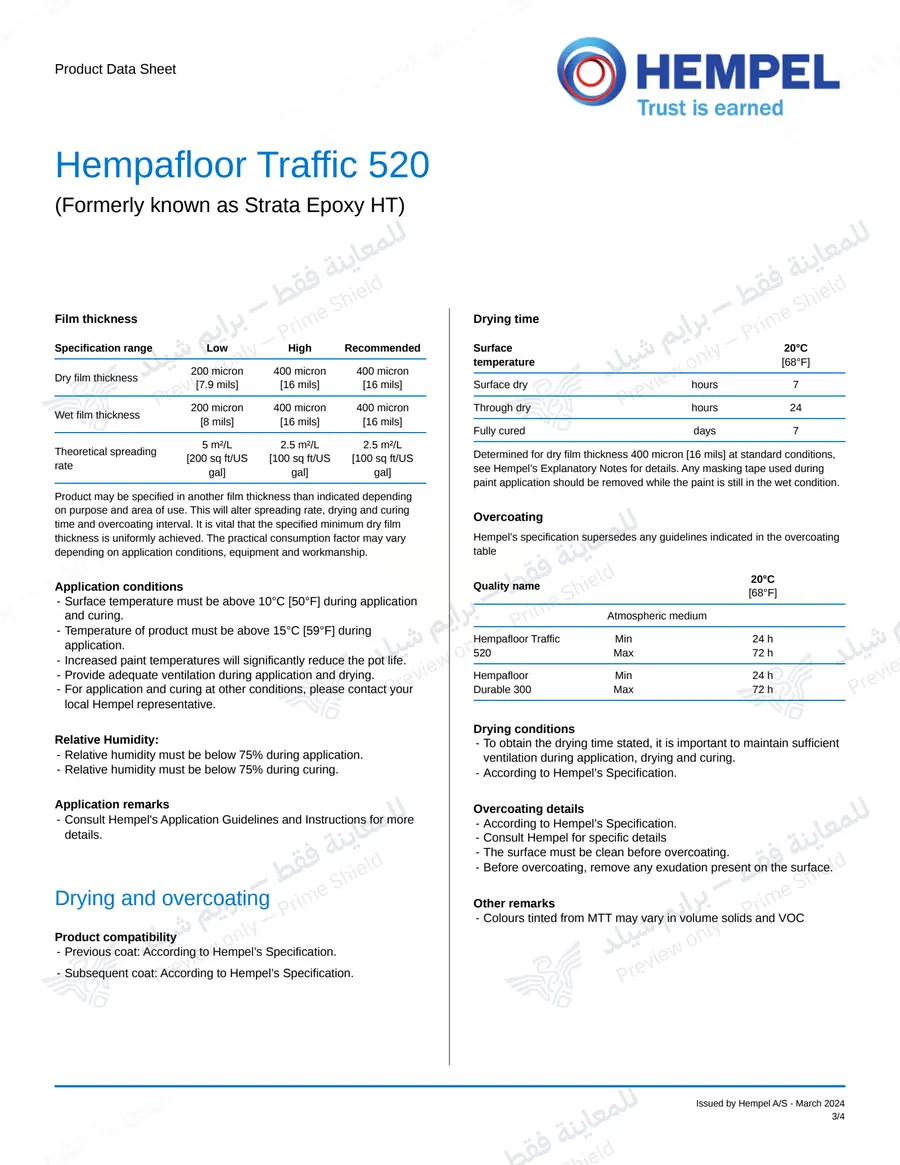 Page 13 of 14 — Hempafloor Traffic 520 — Official sheet (EN)