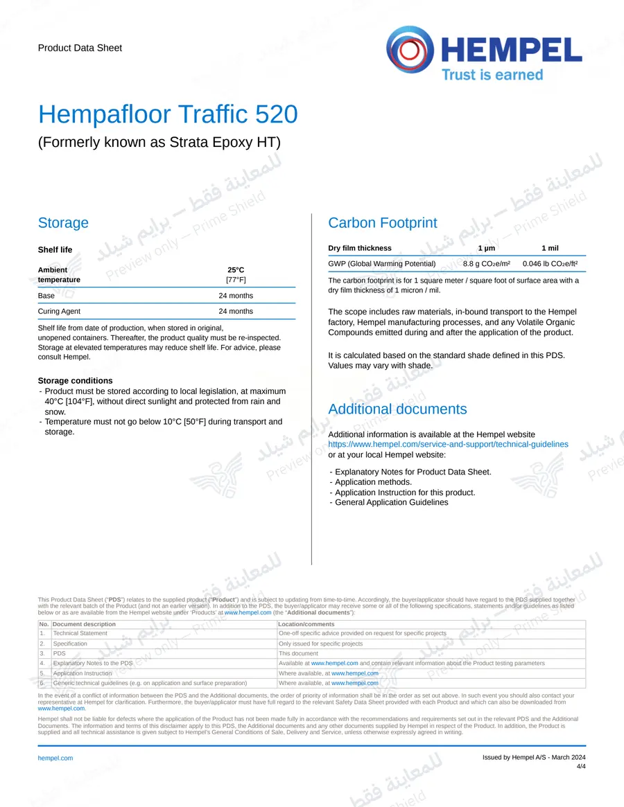 Page 14 of 14 — Hempafloor Traffic 520 — Official sheet (EN)