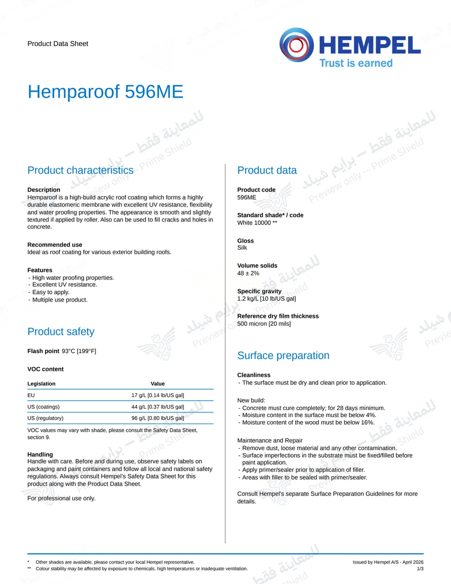 الصفحة 10 من 12 — Hemparoof 596ME — النشرة الرسمية (EN)