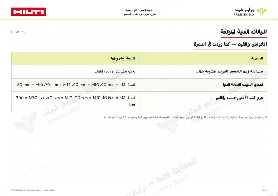 الصفحة 4 من 20 — HIT-RE 10 — الشرح العربي