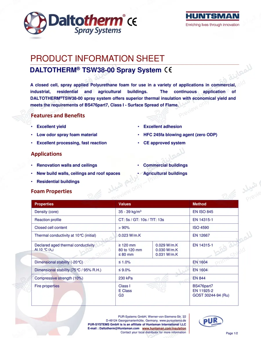 الصفحة 9 من 10 — Daltotherm TSW38-00 — النشرة الرسمية (EN)