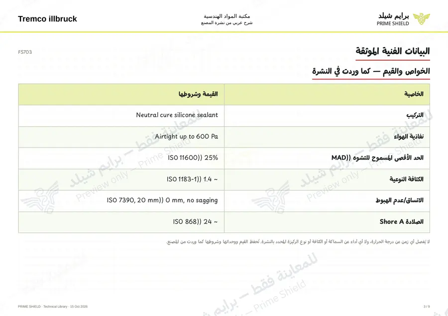 Page 3 of 13 — FS703 — Arabic explanation