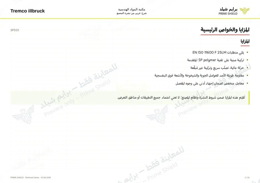 Page 2 of 12 — SP525 — Arabic explanation