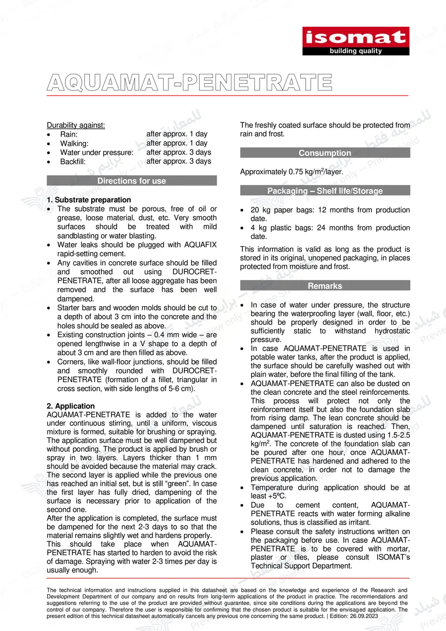 Page 11 of 12 — AQUAMAT-PENETRATE — Official sheet (EN)