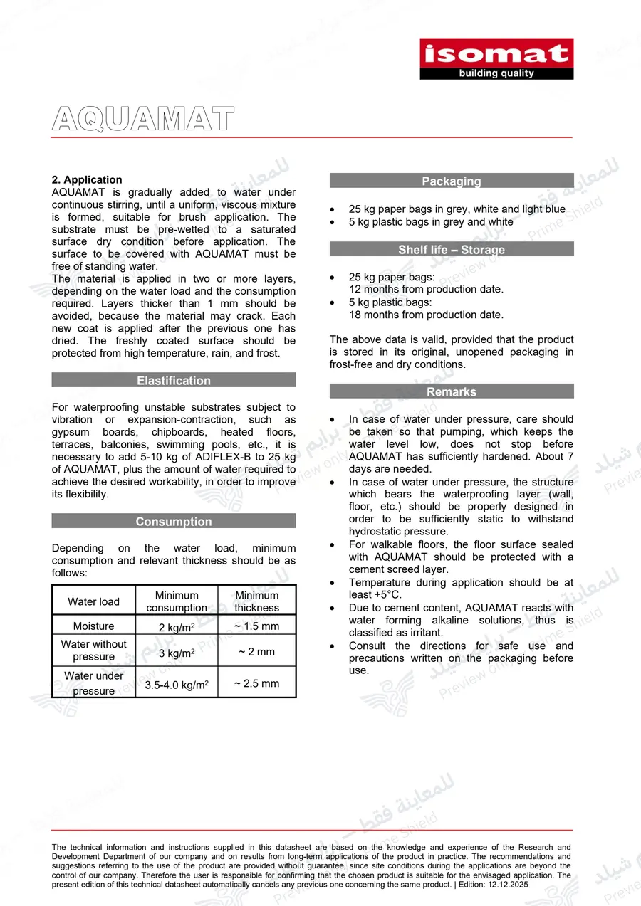 Page 12 of 14 — AQUAMAT — Official sheet (EN)