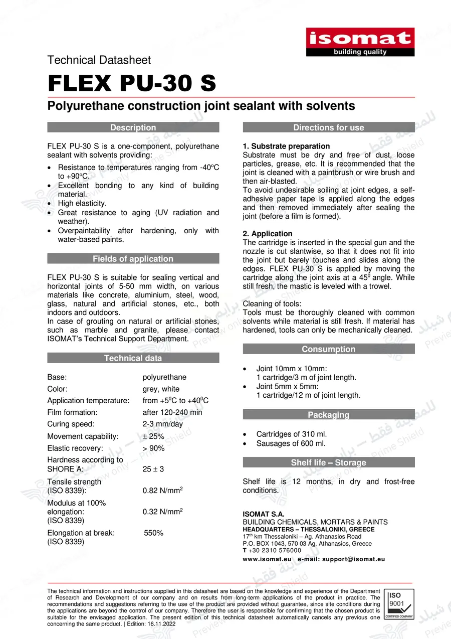 Page 9 of 9 — FLEX PU-30 S — Official sheet (EN)
