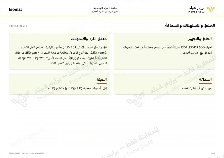 الصفحة 6 من 16 — ISOFLEX-PU 500 — الشرح العربي