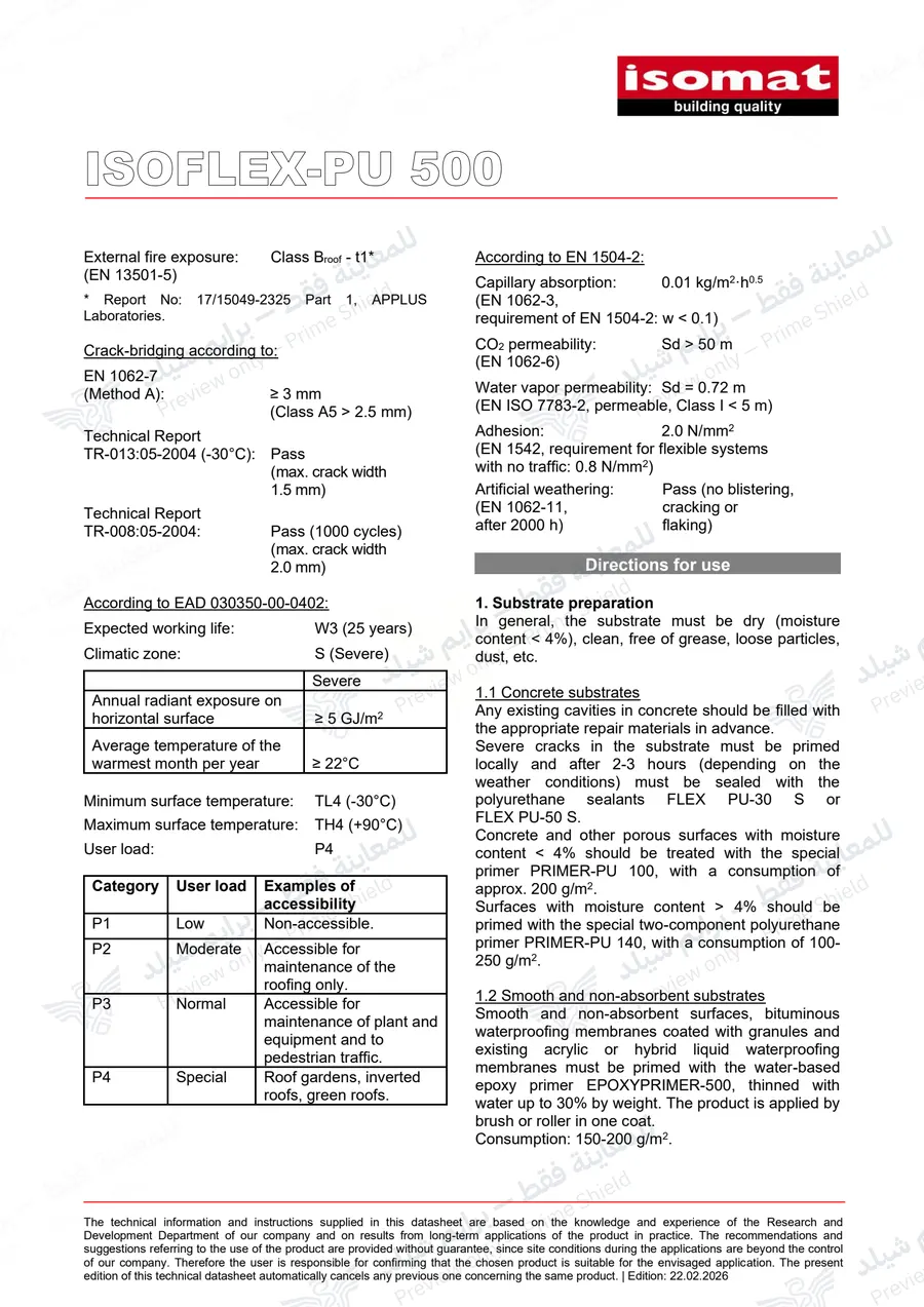 الصفحة 13 من 16 — ISOFLEX-PU 500 — النشرة الرسمية (EN)