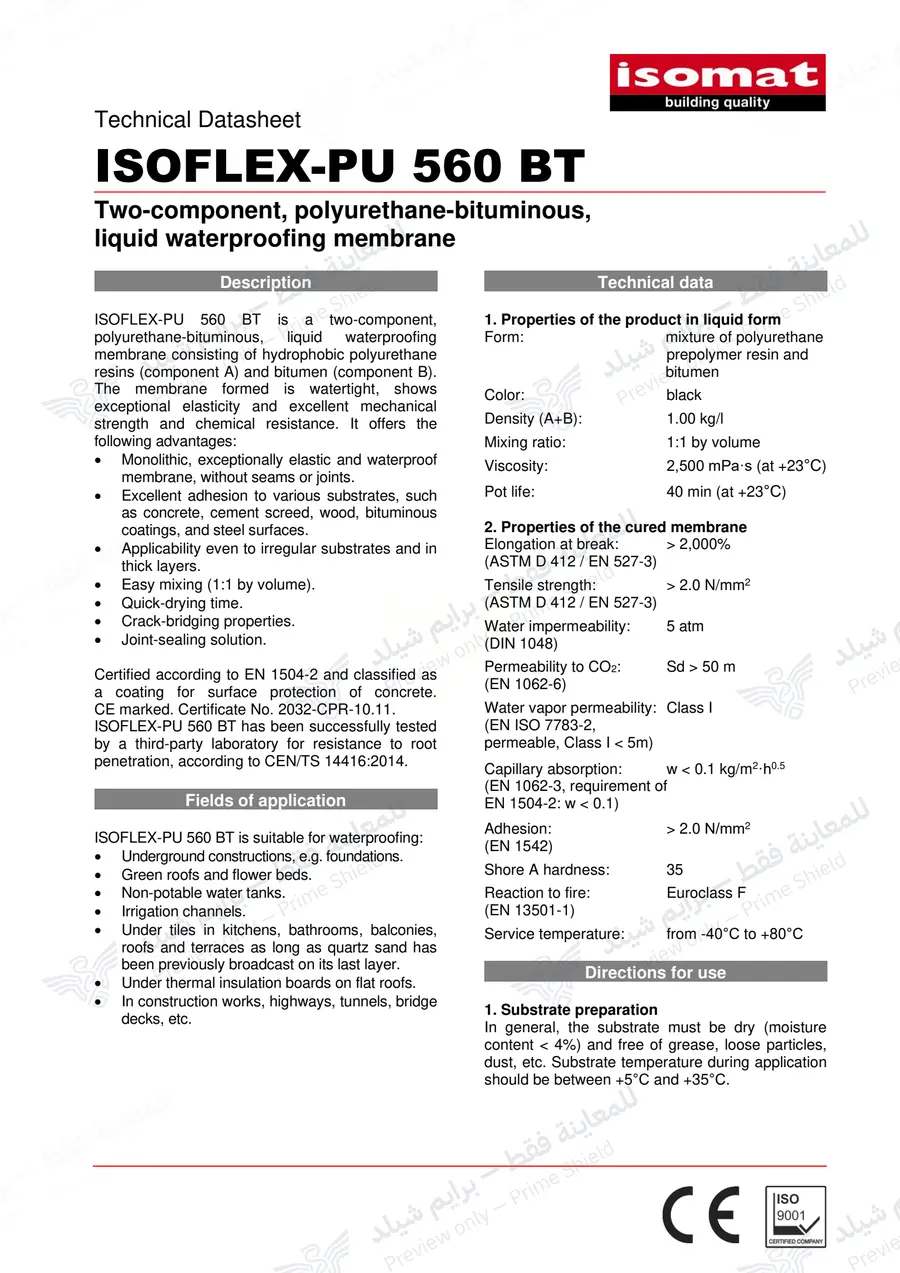 الصفحة 11 من 13 — ISOFLEX-PU 560 BT — النشرة الرسمية (EN)